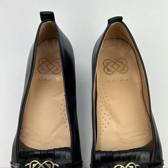 Ukies Leona Black Leather Kiltie Flats Shoes Size 7.5 See Photos For Details - Picture 3 of 11